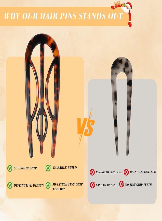 Glaudmeiss 4PCS Prestige French Hair Pins for Women - Tortoise Shell Recycled Hair Pin for Updos Chignons & Buns - Eco-Friendly Acetate French Twist Pin, Elegant Styling for All Hair Types - Image 4